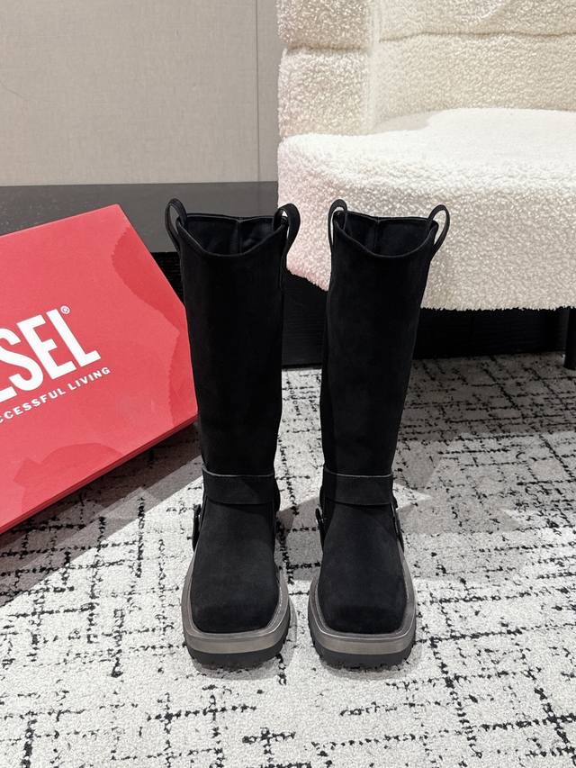 Diesel｜迪赛 25 秋冬 新款Oval D 两穿 牛仔靴 可长筒穿可拆卸做短靴穿，两穿两色适配你所有穿搭 冬天既能长靴，春秋又能短靴 辣妹款超级实用百搭！