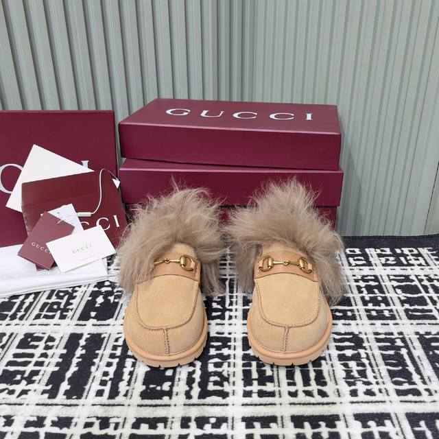Gucc I 25秋冬羊毛乐福鞋 麂皮材质和秋冬好搭，内里皮毛一体 可爱好看，舒适又保暖呀，必入 Size 35-41