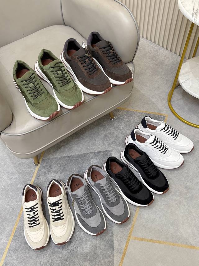 Lp 乐批男士慢跑运动鞋。全新改款升级 小牛皮搭配科技面料，舒适透气，奢华牛皮垫脚。 全新升级原版一比一Md大底 上脚轻便Q弹 码数：39-44。45 46 可