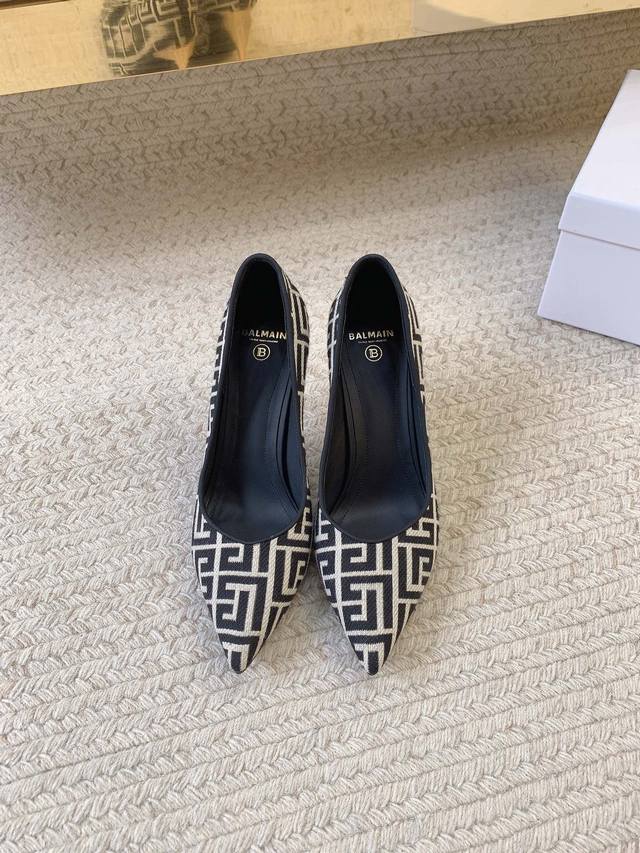 出厂价p Balmai*新款提花字母细高跟 跟高：9.5Cm