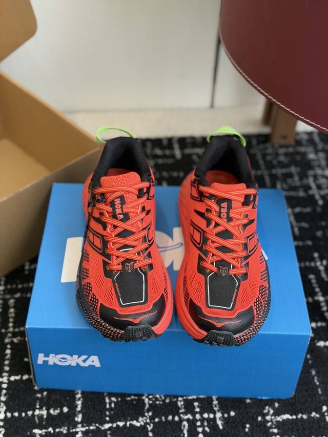 代购级 K Hoka Mafate Speed 2 超轻厚底轻量山地跑步鞋 原装轻量化材料Fresh Foam 超轻量中底全部用料过3C认证滚动平衡科技减少33