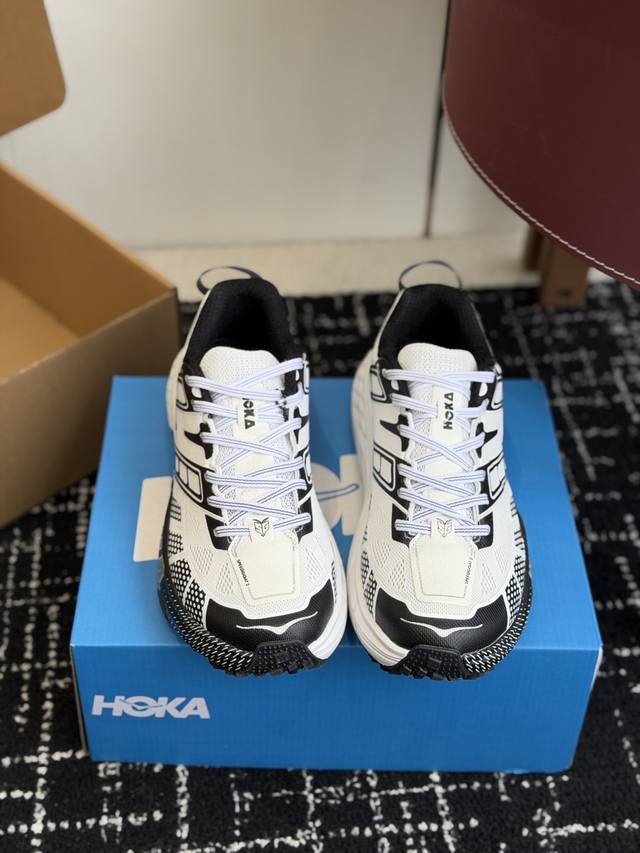 代购级 K Hoka Mafate Speed 2 超轻厚底轻量山地跑步鞋 原装轻量化材料Fresh Foam 超轻量中底全部用料过3C认证滚动平衡科技减少33