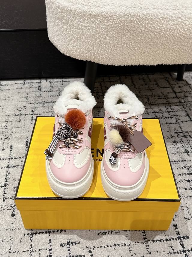 顶级版本 Fendi芬迪 25 Match platfo 羊毛里 饼干鞋面包鞋 吊饰 厚底圆头系带 板鞋 原版购入开发 做货 设计师Kim Jones打造的首款