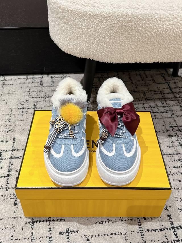 顶级版本 Fendi芬迪 25 Match platfo 羊毛里 饼干鞋面包鞋 吊饰 厚底圆头系带 板鞋 原版购入开发 做货 设计师Kim Jones打造的首款