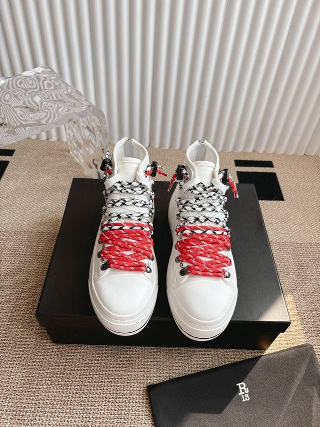 R13 厚底鞋高帮系带休闲鞋 R13厚底鞋真的是Yyds 穿上瞬间 增高5 .5Cm秒变大长腿 暴走都不累脚，还不会硬真的贼舒服 码数：34-40