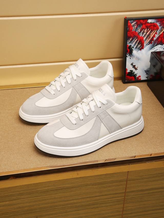 2025年新款刚上，Boss休闲运动男鞋，鞋面最新设计，大方得体，此款鞋底，非常柔软，舒适轻便，码数38-46码，价格