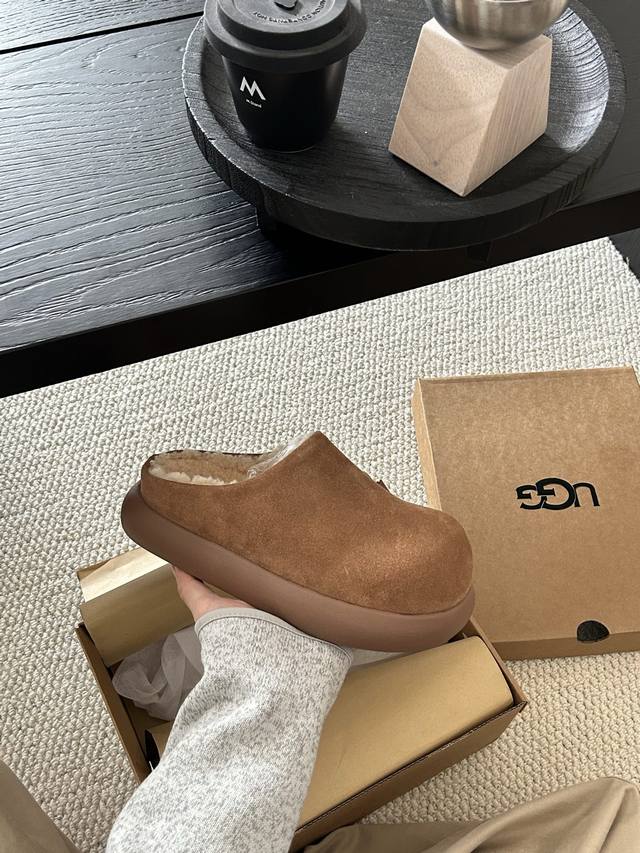 上新升级版土豆厚底增高拖鞋，牛皮羊毛 小个子秒变大长腿 小红书主推款 颜色：栗色 胡桃木 羚羊棕 菜籽色 巧色 码数：35-40 码！