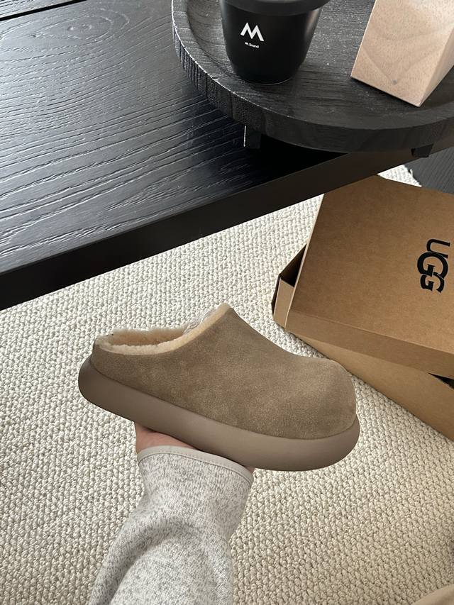 上新升级版土豆厚底增高拖鞋，牛皮羊毛 小个子秒变大长腿 小红书主推款 颜色：栗色 胡桃木 羚羊棕 菜籽色 巧色 码数：35-40 码！