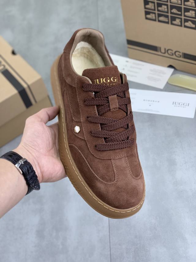 工厂p价p 实价 上新 26新款 Iuggi 男款德训鞋 冬季系带低帮休闲男鞋 外层头层牛皮 橡胶大底 内里羊毛脚感舒适透气 百搭冬季必备款 上脚变身最亮的“仔