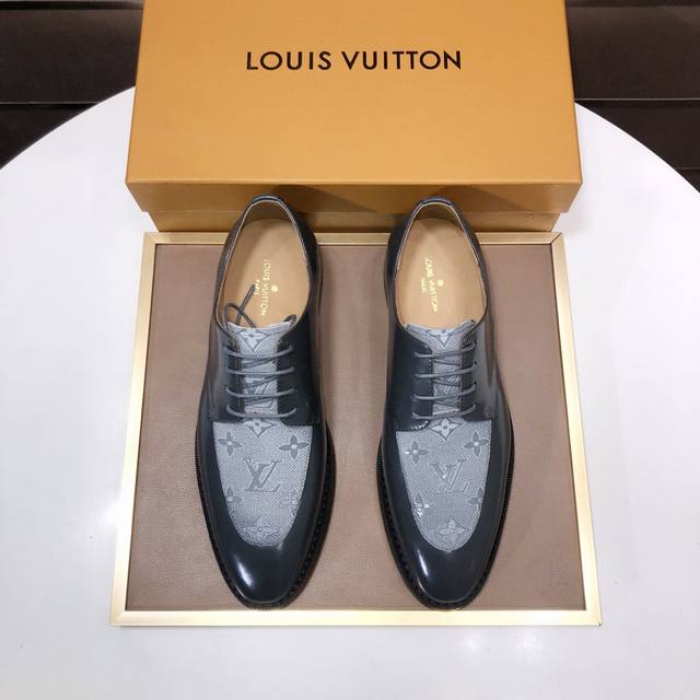 工厂p批 Louis Vuitton 原单 新款Lv路易威登 * 顶级版本 Lv经典皮鞋！选用进口原版单牛皮 原版真皮边条拼接耐磨橡胶大底！高品质精品！码数38