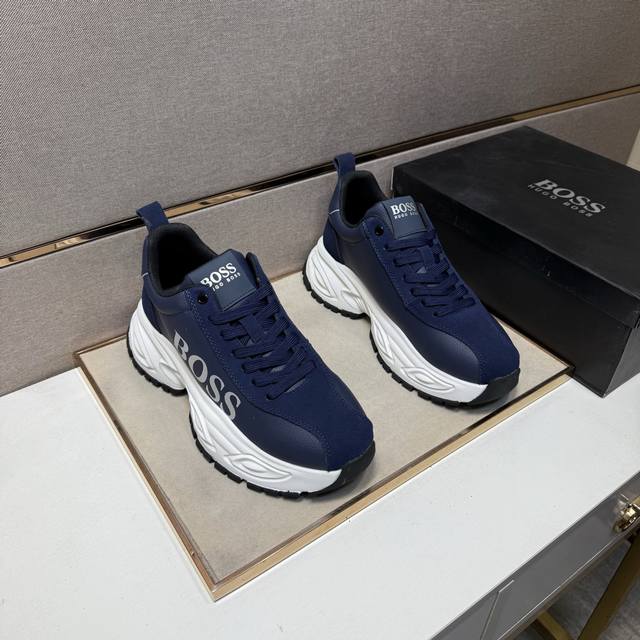 出厂价pp Boss～ 男士休闲鞋 2025Z柜同步发售 码数:38-44# 4个颜色鞋面选用多材质拼接网布内里，舒适透气，鞋底：原版舒适耐磨大底，实物拍摄实物