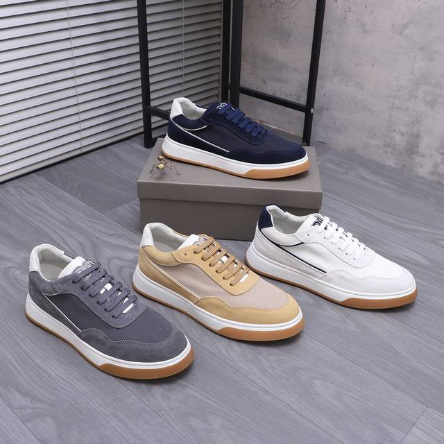 商品商标： 布鲁内洛.库奇内利 Brunellocucinelli 休闲鞋 正码码数: 38-44 商品材料：精选磨砂牛皮拼接透气网鞋面 牛皮内里 橡胶大底