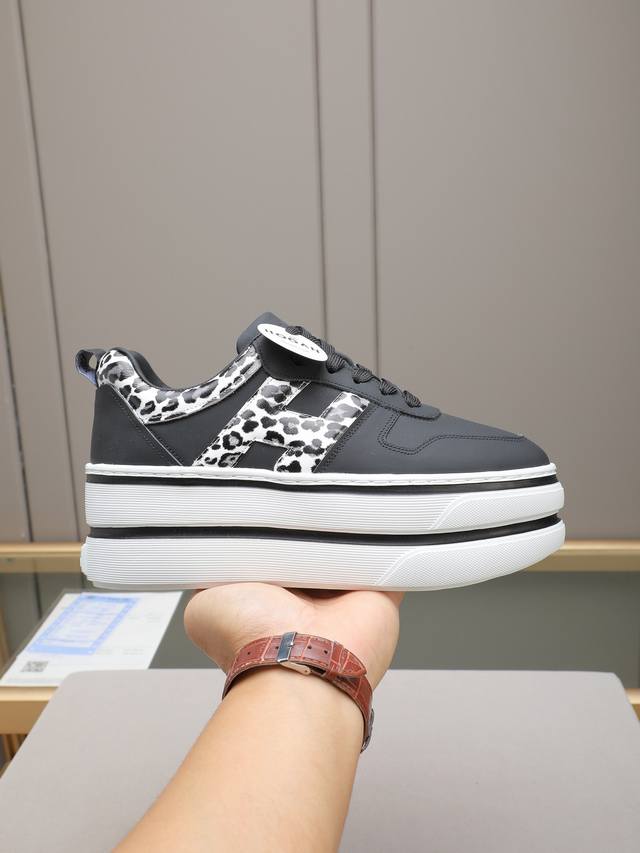 调工厂p价p调工厂p价 霍根Hogan新款， 女士时尚圆头系带运动休闲鞋，双层厚底，让你穿上瞬间长高70Mm。丝绸小牛皮撞色搭配，线条流畅勾画新时代的美感。高弹