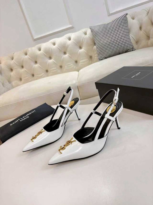 工厂p价 女装女鞋 运动原单 2026早春新款Saint Laurent Ysl圣罗兰金属字母Logo高跟凉鞋 Ysl姐姐的美丽尤物高跟鞋 Rose同款的小尖头