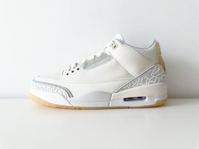 Jordan Air Jordan 3 Ivory 头层牛皮 舒适 耐磨 中帮 复古篮球鞋 男女同款 灰白 36-47
