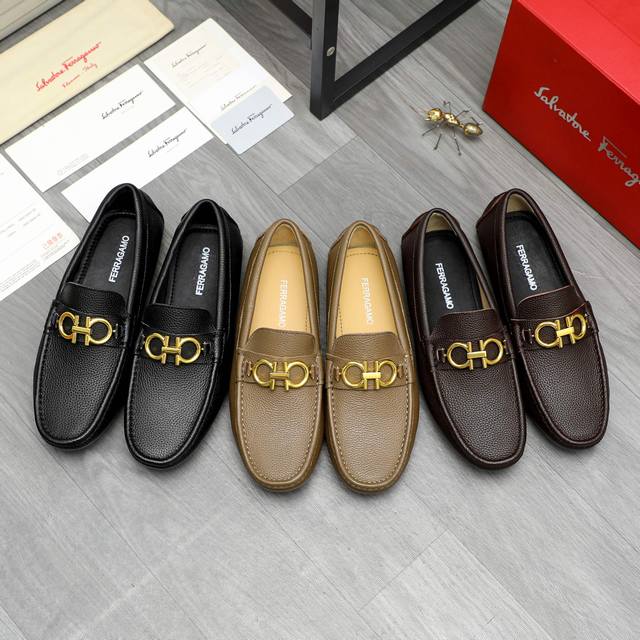 调工厂p价 商品商标：Ferragamo 菲拉格慕 商务休闲套脚鞋 正码码数: 38-46 45.46定做不退换 商品材料：精选 小荔纹牛皮鞋面 羊皮内里 原版