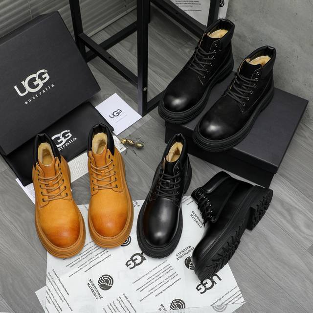 商品商标： Ugg 冬季高帮鞋 正码码数: 38-44 45定做不退换 商品材料：精选优质牛皮鞋面 真羊毛内里 橡胶大底