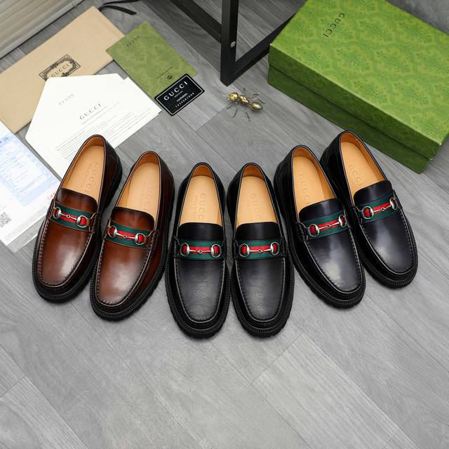 商品商标：Gucci 古驰 商务套脚皮鞋 正码码数: 38-46 38.45.46定做不退换 商品材料：精选擦色牛皮鞋面 牛皮内里 防滑橡胶大底