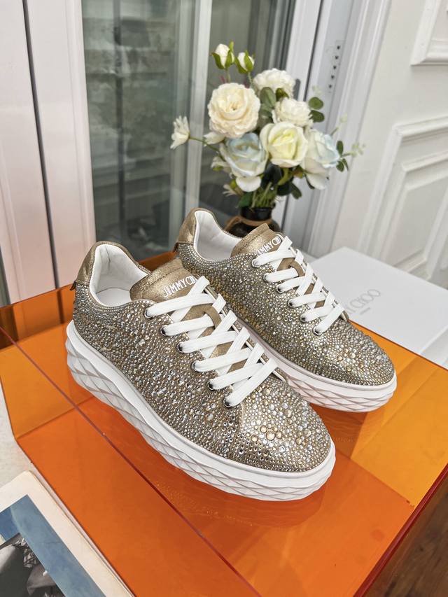 Jimmy Choo周仰杰 满钻 女款Size: 34-41 正码34.41定做不退换 Jimmy Choo周仰杰 2026春夏Jc新款Diamond 运动鞋系