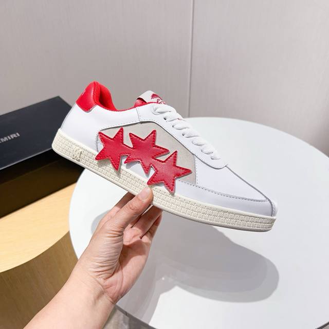 工厂p价 新款Amiri潮鞋，低帮休闲运动鞋，明星同款，精选磨砂牛皮拼接五角星风格制作，原版大底，上脚舒适，做工质感高档次欢迎选购 Size：39-45 46定