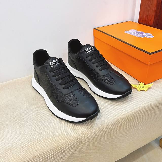 工厂p批 Boss 男鞋高端品牌 官网1：1最新力作：鞋面采用意大利官网原版专用科技布面料搭配头层牛皮 原版舒适透气内里原版指定防滑大底制作让行走更加便捷舒适！