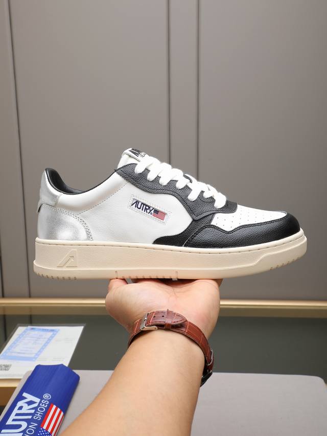 2025新款奥特里Autry黑白熊猫鞋 真皮拼色小白鞋！商品商標：Autr低帮休闲鞋 正碼碼數: 38-44 45定做 商品材料：鞋面进口头层牛皮，羊皮内里牛垫