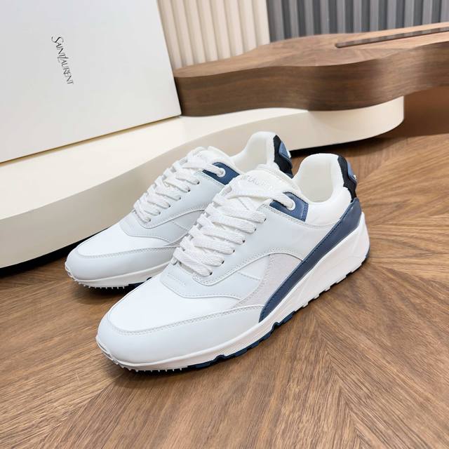 Saint Laurent男鞋2025新款低帮休闲运动鞋男百搭防水皮质拼接撞色 White 码数39-44。38 45 订