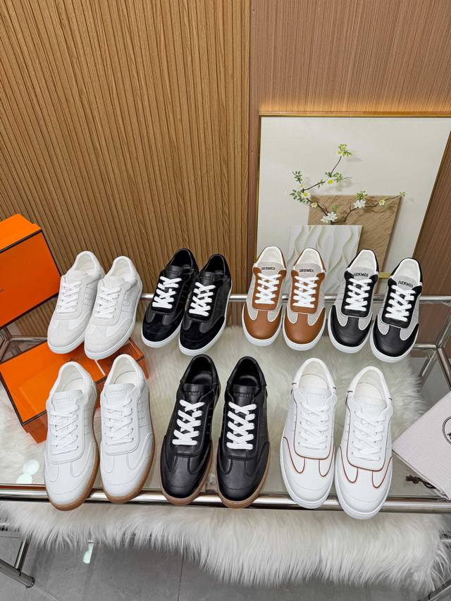 H家2026春夏新款休闲运动鞋，原版1:1开发 Hermes 爱马仕休闲鞋情侣款 H家 四季新品运动鞋 H家 Master 运动鞋新品 简约鞋面牛皮面羊反绒面，