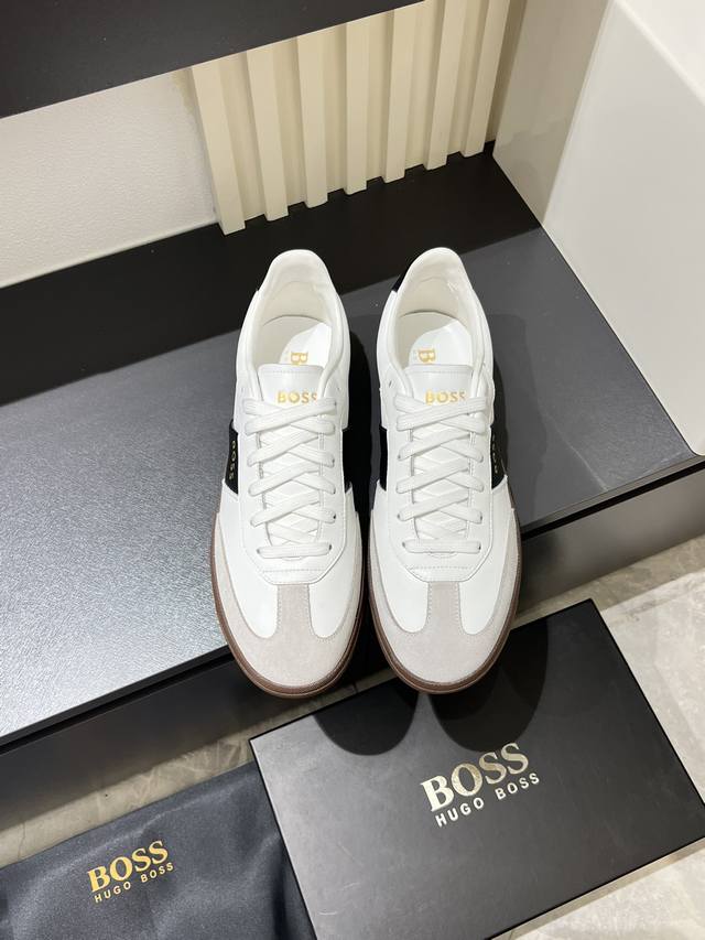 Bos＊ 男士休闲运动鞋，原版开模，头层牛皮材质，羊皮内里透气不闷脚 上脚柔软舒适 生胶大底脚感轻便！Size：38-44 45定做