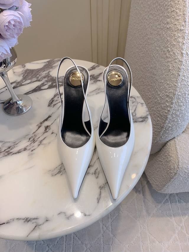 出厂价pp Saint Lauren* Ysl 杨树林新款高跟尖头后空鞋 小姐姐的美丽尤物高跟鞋 优雅迷人性感 女人味十足 鞋面小牛皮 内里垫脚羊皮 意大利真皮