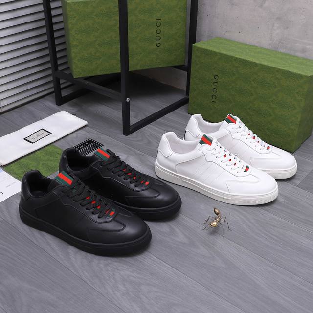 商品商标：Gucci 古驰 休闲系带男鞋 DDD 正码码数: 38-45 45定做不退换 DDD 商品材料：精选优质牛皮鞋面 猪皮内里 原版橡胶大底 DDD