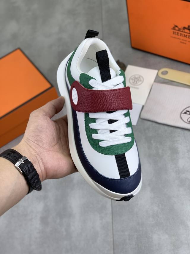 工厂P价P 实价 顶级版本 原单 Hermes爱马仕情侣款 Drift Sneaker 秋季新款休闲运动鞋 DDD 原版购入开发 做货 H家男士经典系列 科技透