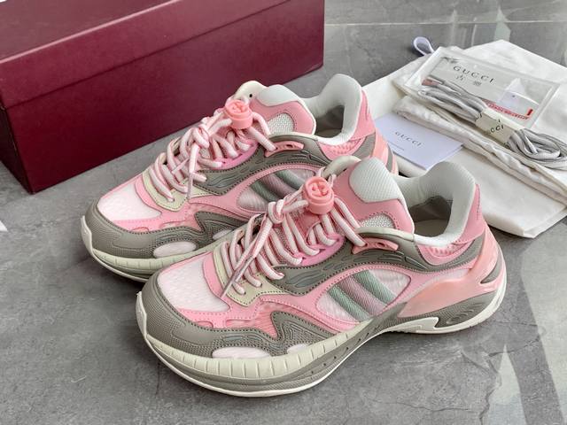 实价 女 王炸来袭 古驰Gucci2.0双G增高复古老爹鞋 DDD 码数：36 37 38 39 40 DDD 运动鞋焕新演绎品牌标志性条纹织带元素，当复古基因