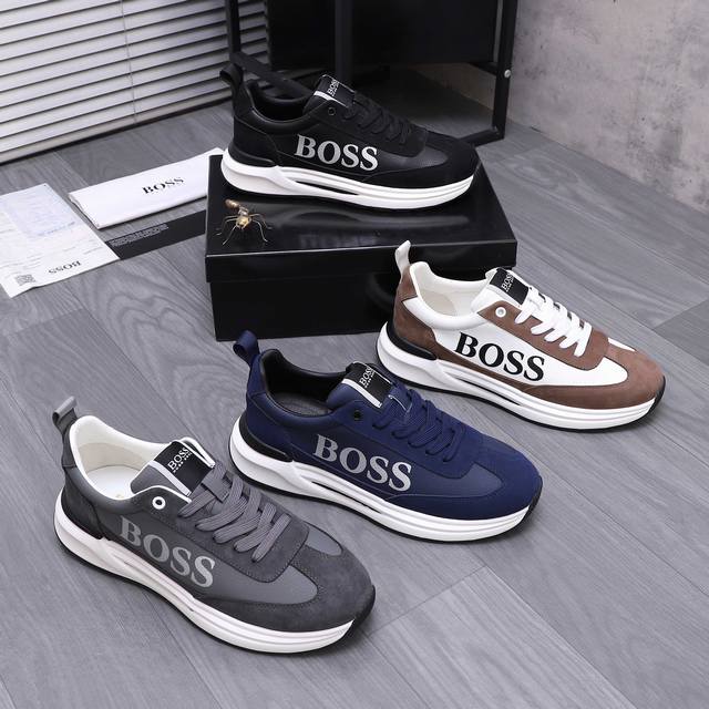商品商标：Boss 男款休闲鞋 DDD 正码码数: 38-44 DDD 商品材料：精选优质荔纹牛皮拼接磨砂皮鞋面 皮内里 橡胶防滑大底 DDD