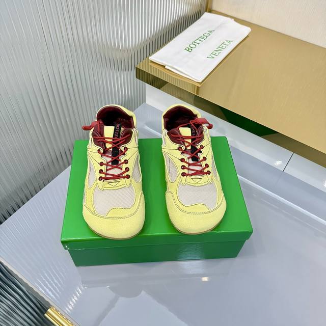 出厂价Pp： DDD 格网系列 2026春夏Bv Orbit Flash 运动鞋 DDD 柠檬黄情侣款 DDD 拼色系列 高丝光牛反绒皮 原版鞋购入 对色 DD