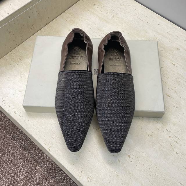 工厂P价P DDD Brunello Cucineli 布鲁内诺库奇内利2026早春新款串珠女鞋 Bc平底方头拼色懒人休闲单鞋 DDD 材质：鞋面进口小牛皮 进