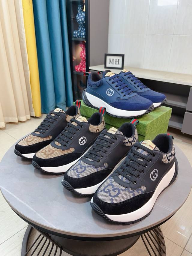 出厂价P Gucci 古奇新款系带休闲男鞋抢先上市，材料做工完胜市场所有版本 最高品质出货头层牛皮配进口原版穿孔材料真皮内里，私模软质大底，上脚舒适度高、进口专