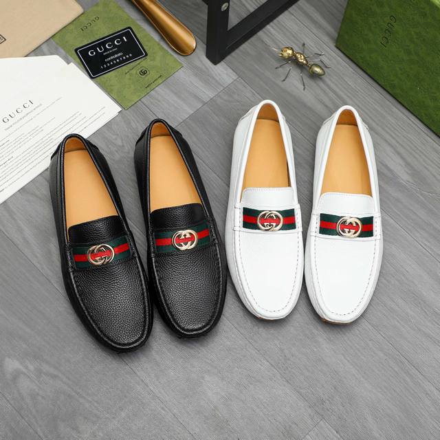 商品商标：Gucci 古驰 休闲套脚男鞋 DDD 正码码数: 38-45 DDD 商品材料：精选荔纹牛皮鞋面 猪皮内里 橡胶大底 DDD