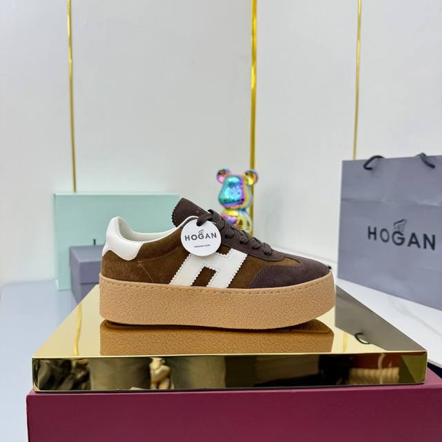 顶级版本： 女款 DDD Hogan霍根 最新Platform系列H698 厚底 休闲 运动鞋 德训鞋 DDD 原版购入开发 做货 这款Platform系列运动