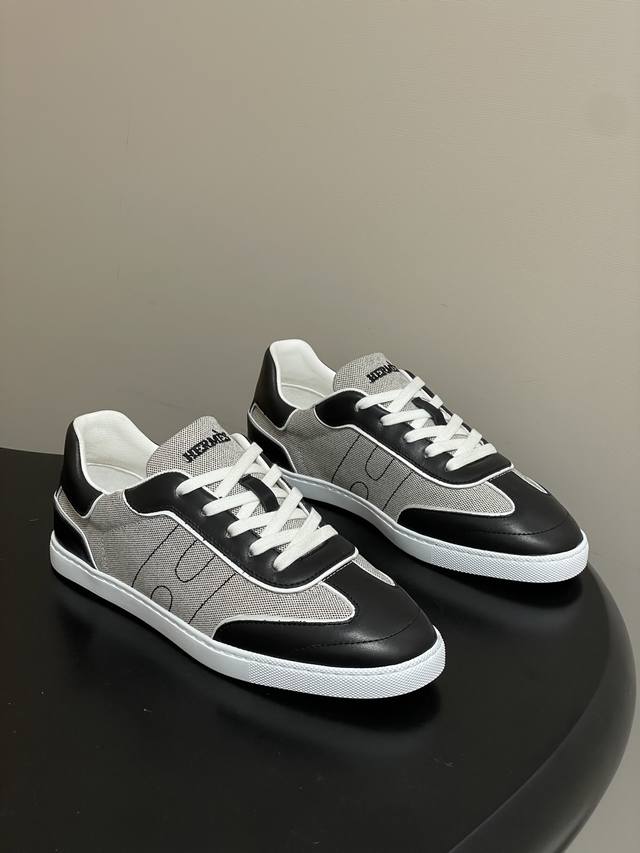 莞产 配高档飞机盒 DDD Hermes 爱马仕H家 2026春夏新款 Match运动鞋系列系带休闲运动鞋德训鞋平底小白鞋 DDD 运动风格山羊皮和小牛皮运动鞋