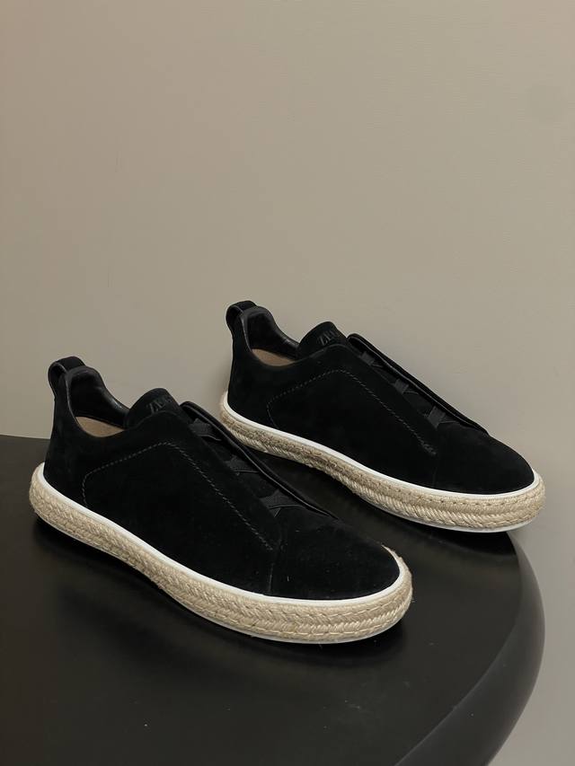 麻绳底 -顶级品质 DDD Zegna杰尼亚 Triple Stitch运动鞋Ts-Secondskin 奢华商务休闲男鞋 DDD 这款Nero Oasi Tr