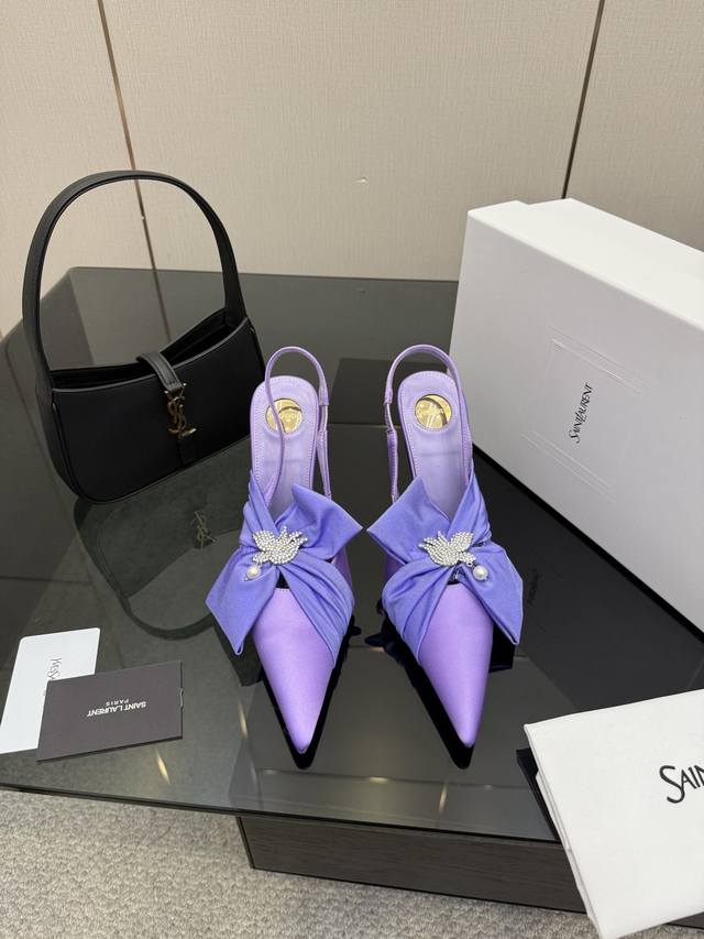 顶级版本 DDD Saint Laurent 圣罗兰蝴蝶结凉鞋尖头高跟鞋Ysl姐姐的美丽尤物高跟鞋 又是人间圣罗兰 Rose同款的高跟鞋化很好修饰脚型，奢华金属