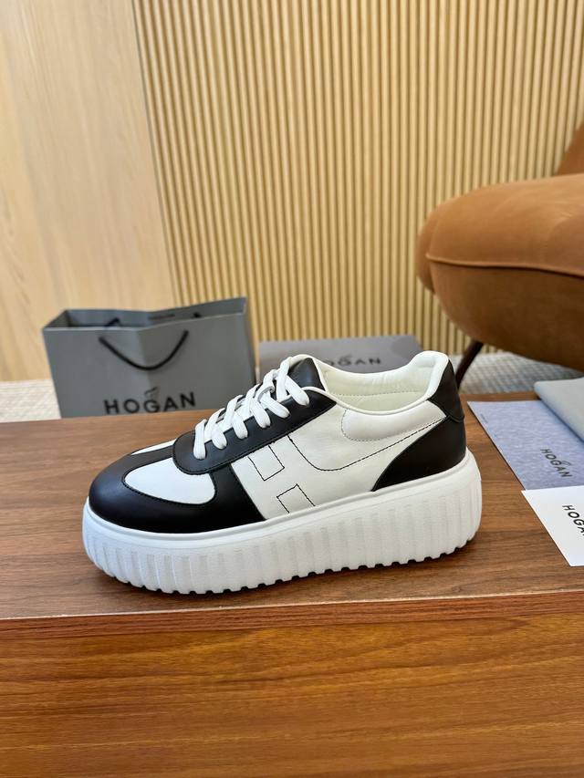 工厂P价 DDD Hogan 霍根 最新款转图必爆 H-Stripes系列情侣款厚底饼干鞋飞艇鞋休闲运动鞋。 DDD 顶级版本原版购入开发做货 DDD 此款H-