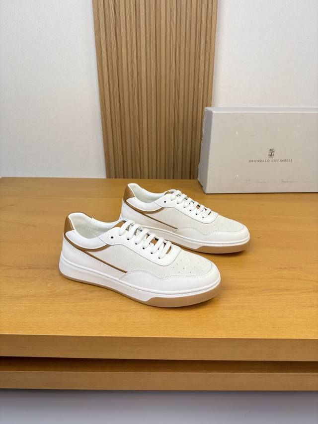 Brunello Cucinelli 布鲁内洛 库奇内利 DDD -高端品质 原单 休闲运动板鞋 DDD -鞋面：进口纳帕小牛皮、反绒小牛皮、品牌高丝光帆布、车