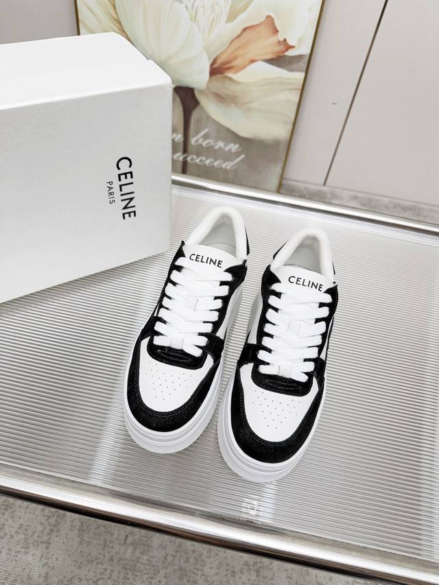 出厂价P 女装女鞋 运动原单 DDD 赛琳 Celine 2026春夏新款Block Triomphe凯旋门坡跟厚底运动鞋系列上新鞋面采用原版定制头层牛皮鞋身带