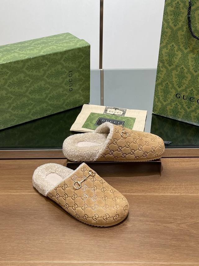 福利 新品厚底Gucci马衔扣G G男女同款情侣羊毛穆勒鞋 美利奴羊毛拖鞋 官网同步，原版一比一复制，最高版本所有材质细节均与Yb一致 常年做货。 DDD 面料