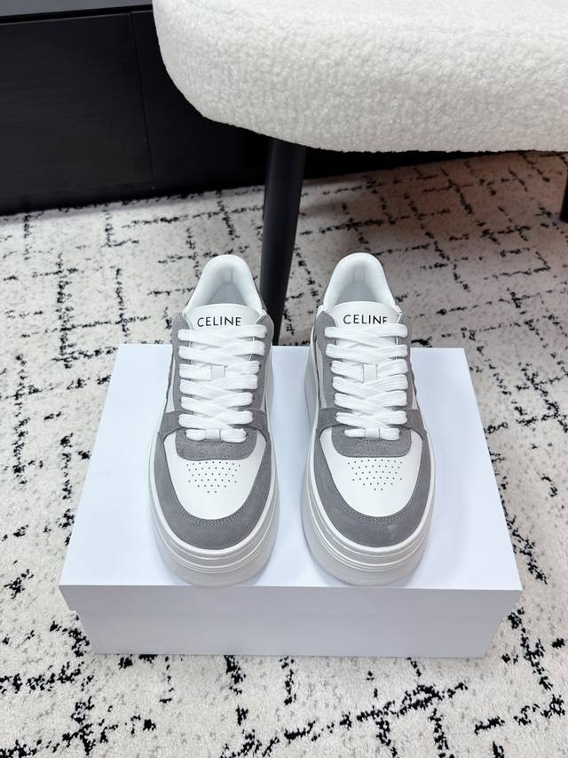 顶级版本 DDD Celine赛琳 26 最新 Block系列 系带 厚底 休闲 运动鞋 DDD 升级版 超轻Eva大底 DDD Triomphe 皮革贴饰，瞬