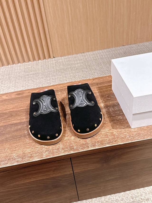 顶级版本 思琳新款凯旋门勃肯包头拖鞋 复古风勃肯鞋简约时尚，铆钉硬质风格与凯旋门经典搭配 牛反绒 羊毛 羊皮内里铆钉原版大底 Size：35-39 40 41定