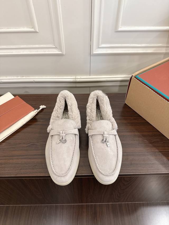 莞产 代购级 官网同步盒包装 DDD Loro Piana 诺悠翩雅 Lp 25 英伦流苏 乐福鞋毛单鞋卡兔毛毛鞋 DDD 深黄 DDD 原版购入开发 做货 历