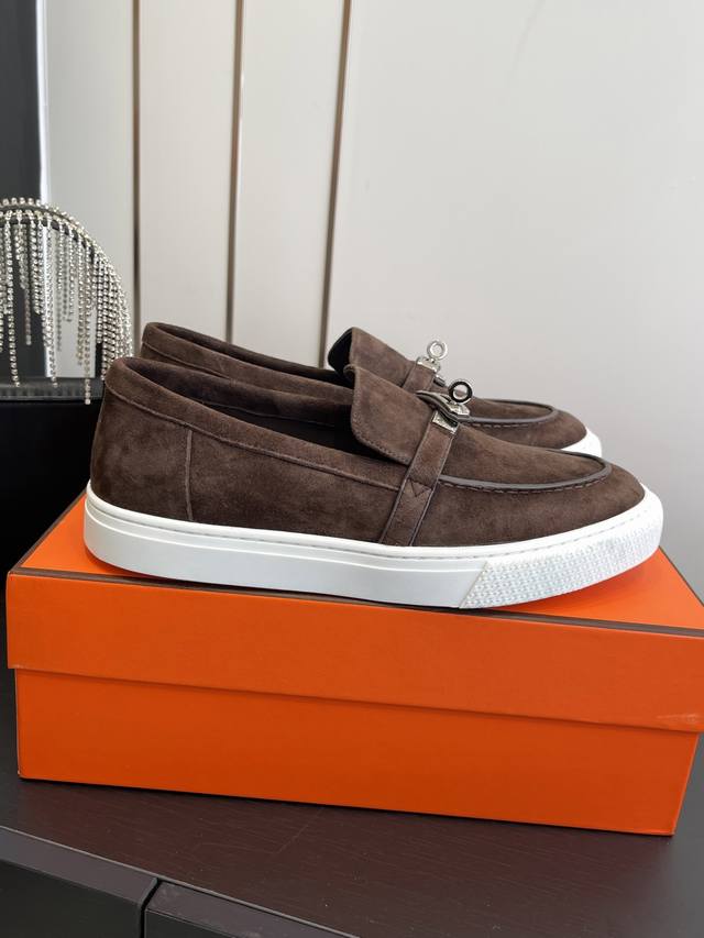 女款 男款 DDD 爱马仕 经典H 情侣款 乐福鞋 经久不衰 休闲 简约风格免系带休闲运动鞋. DDD 面料定制进口麂皮 DDD 羊皮内里垫脚+原版大底 DDD